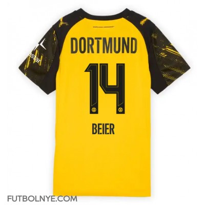 Camiseta Borussia Dortmund Maximilian Beier #14 Primera Equipación para mujer 2025-26 manga corta Camiseta Borussia Dortmund Maximilian Beier #14 Primera Equipación para mujer 2025-26 manga corta